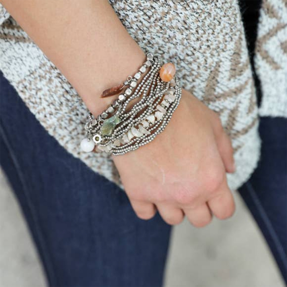 Silver, multi band bracelet